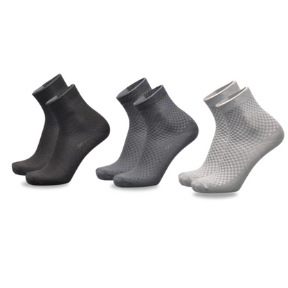 3 Pairs Of Premium Bamboo Fiber Socks (Black - Dark Grey - White)